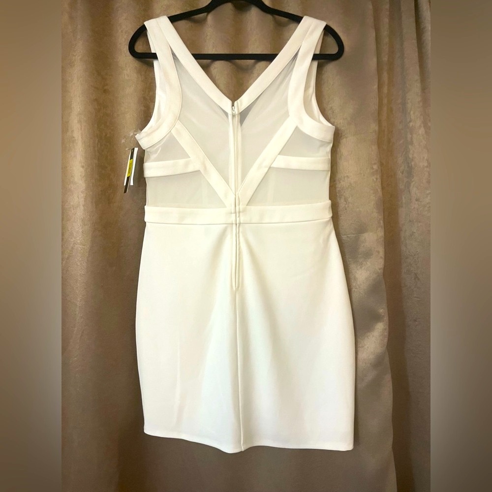 NWT Xtraordinary White Bodycon Mini Dress, Sheer Mesh Back, XL Juniors, 8 womens - Picture 3 of 16